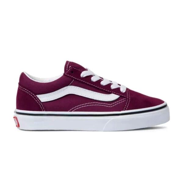 Vans Kids Old Skool Skate Shoe Grape Wine/True White Size 2.0K NEW - Picture 1 of 9